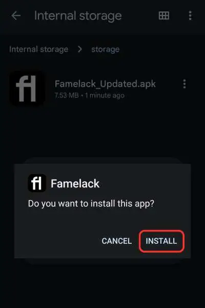 Install Famelack App